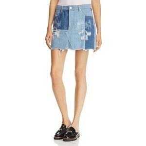 Sunset + Spring Womens Blue Patched Destroyed Casual Mini Skirt XS